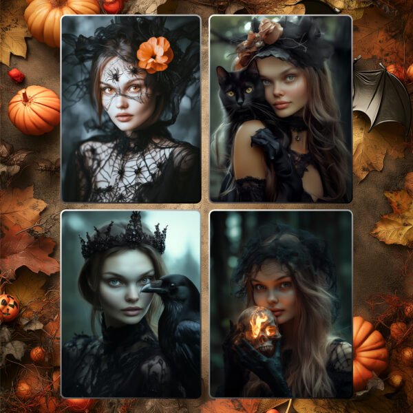 Witch portrait Custom Halloween portrait from photo Halloween photoshoot 8 PCS AI digital portraits set - Image 3