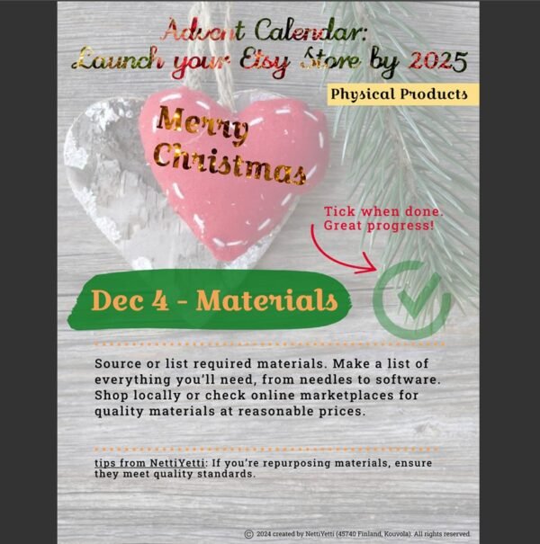 Launch Etsy Shop Advent Calendar Daily Planner Digital Download PDF Business Launch Plan Etsy Store Checklist Etsy Business Planner Handmade - Image 2